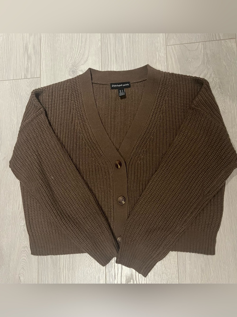 Brown V-Neck Button Front Women's Sweater 🩷
